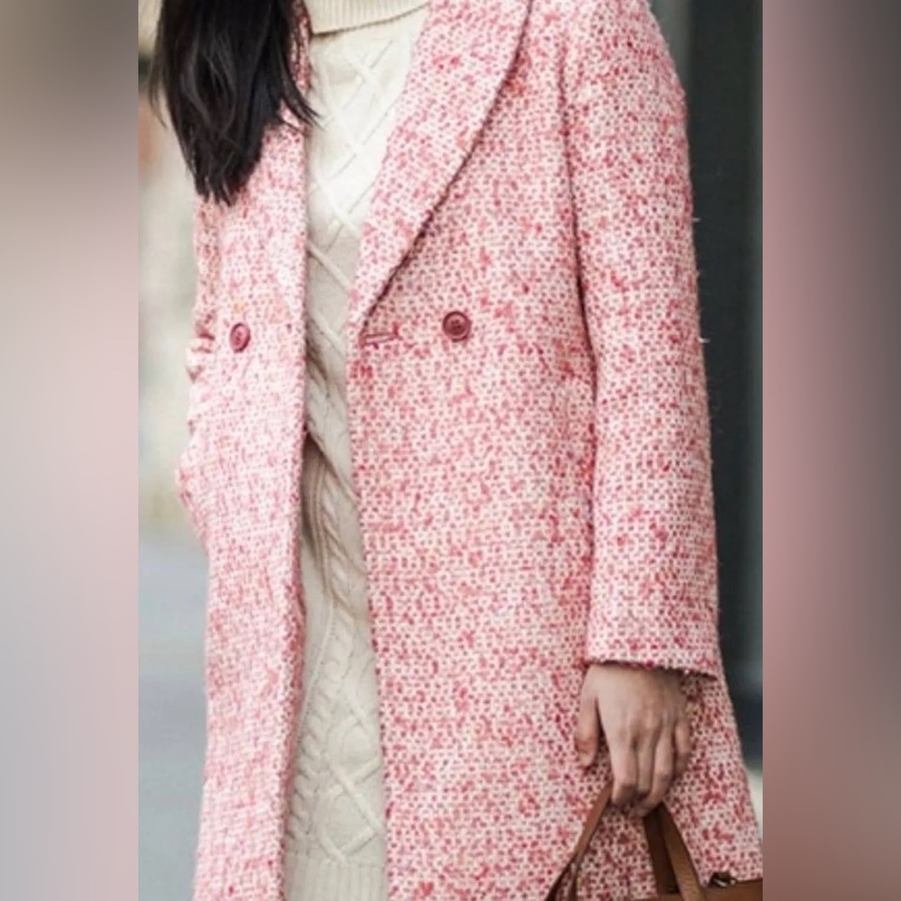 J. Crew Women's Pink Tweed Pea Coat